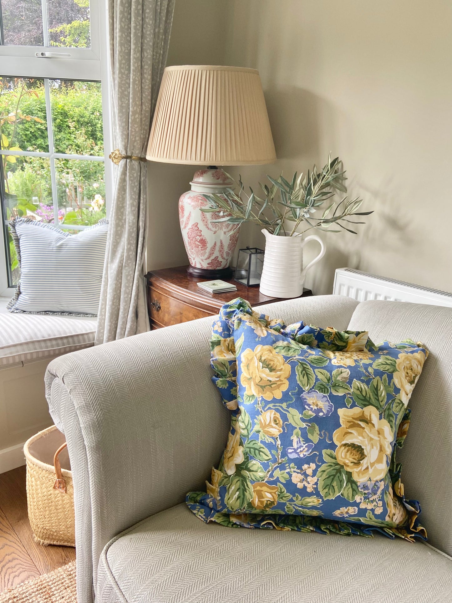 Laura Ashley floral cushion with frill