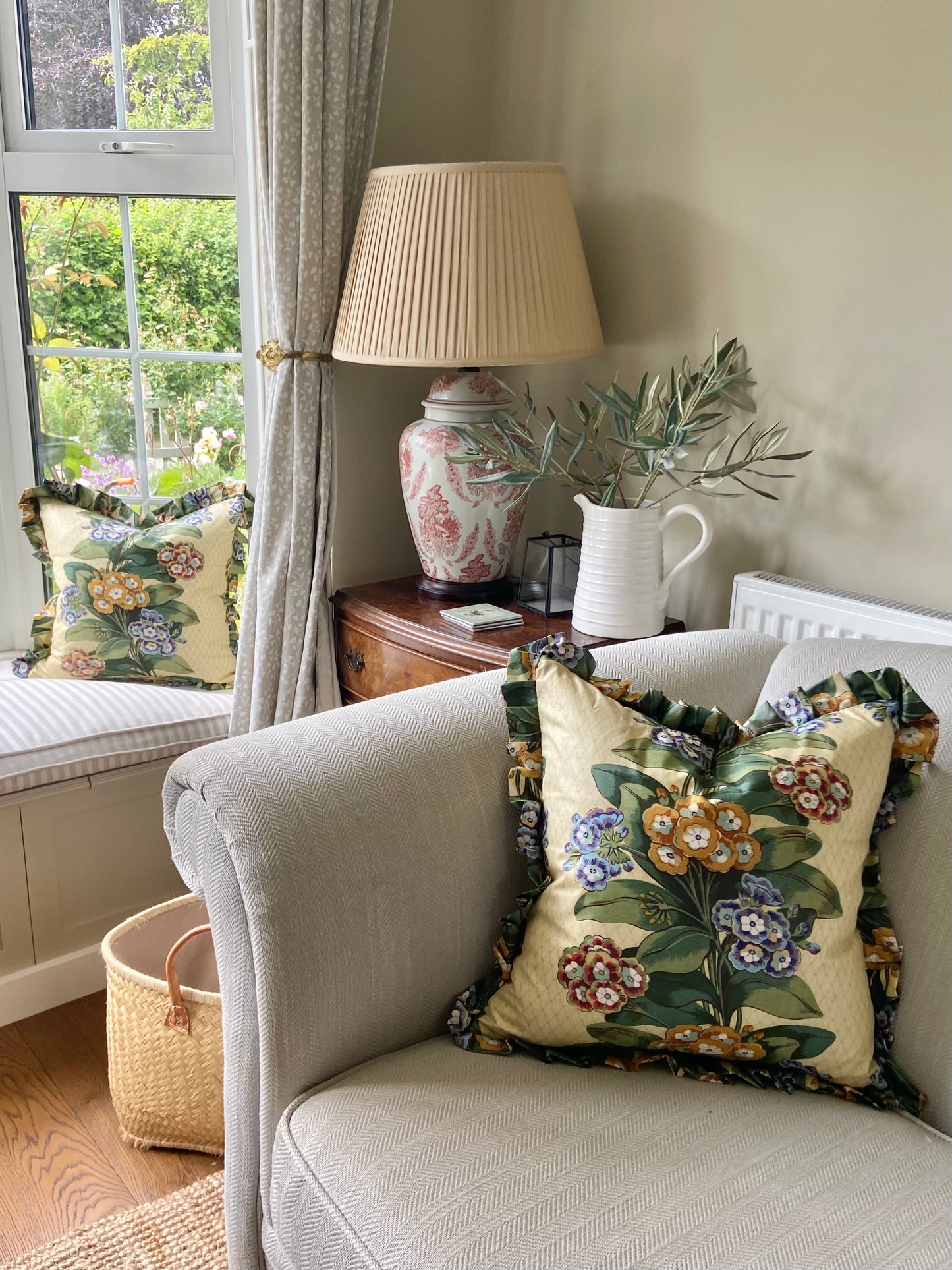 Osborne & Little floral cushion with frill